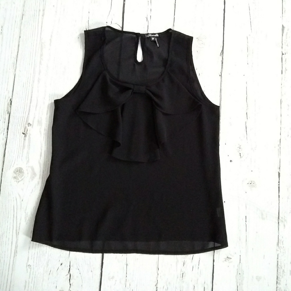 🎀 Black Sheer Bow Tank Top - Medium
